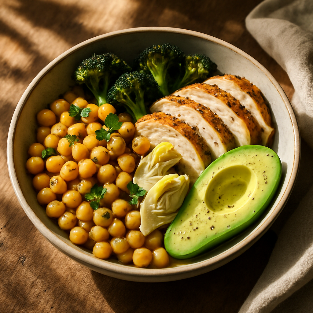 Cretan Warm Chickpea & Rotisserie Chicken Bowl