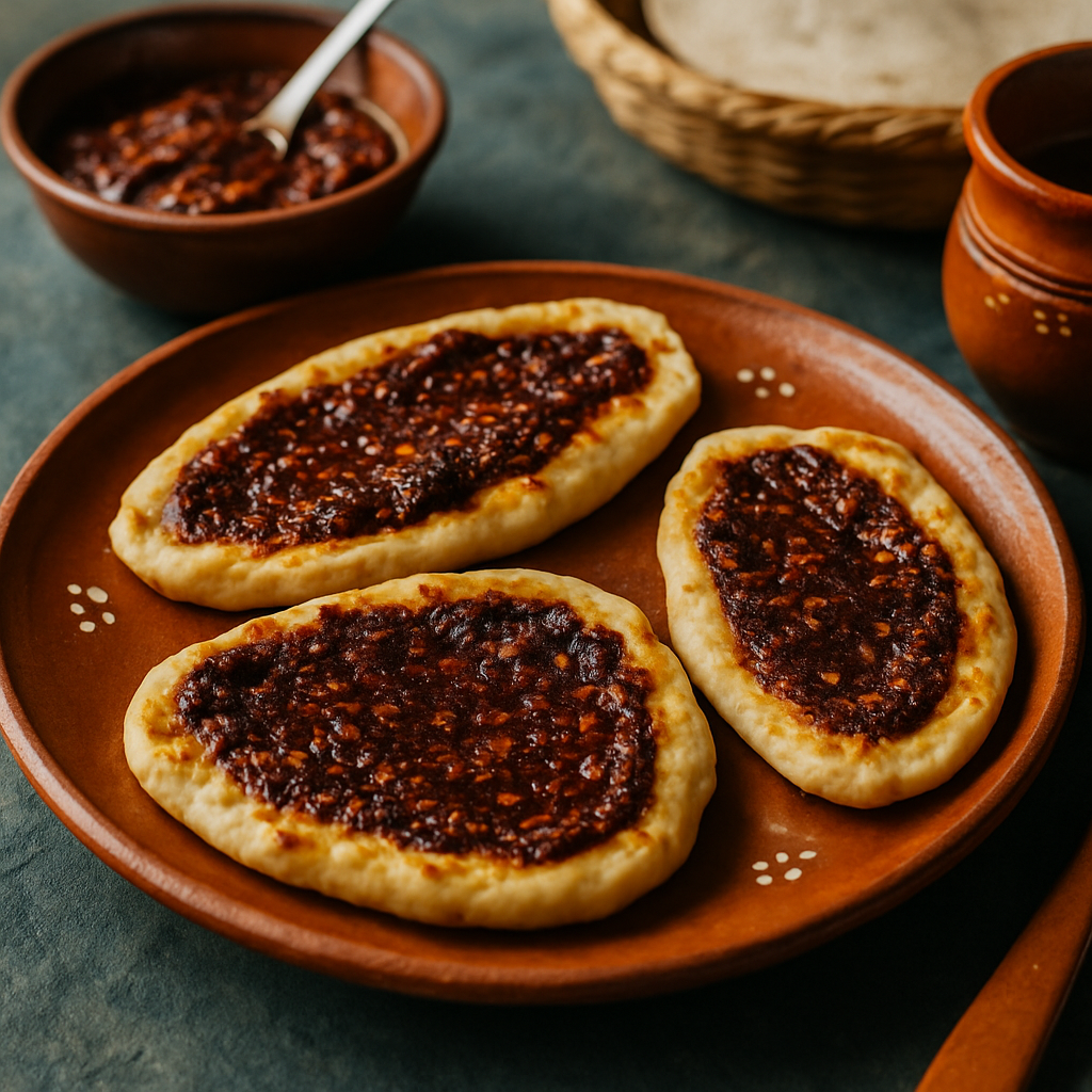 Memelas de Comal con Salsa de Chile Seco