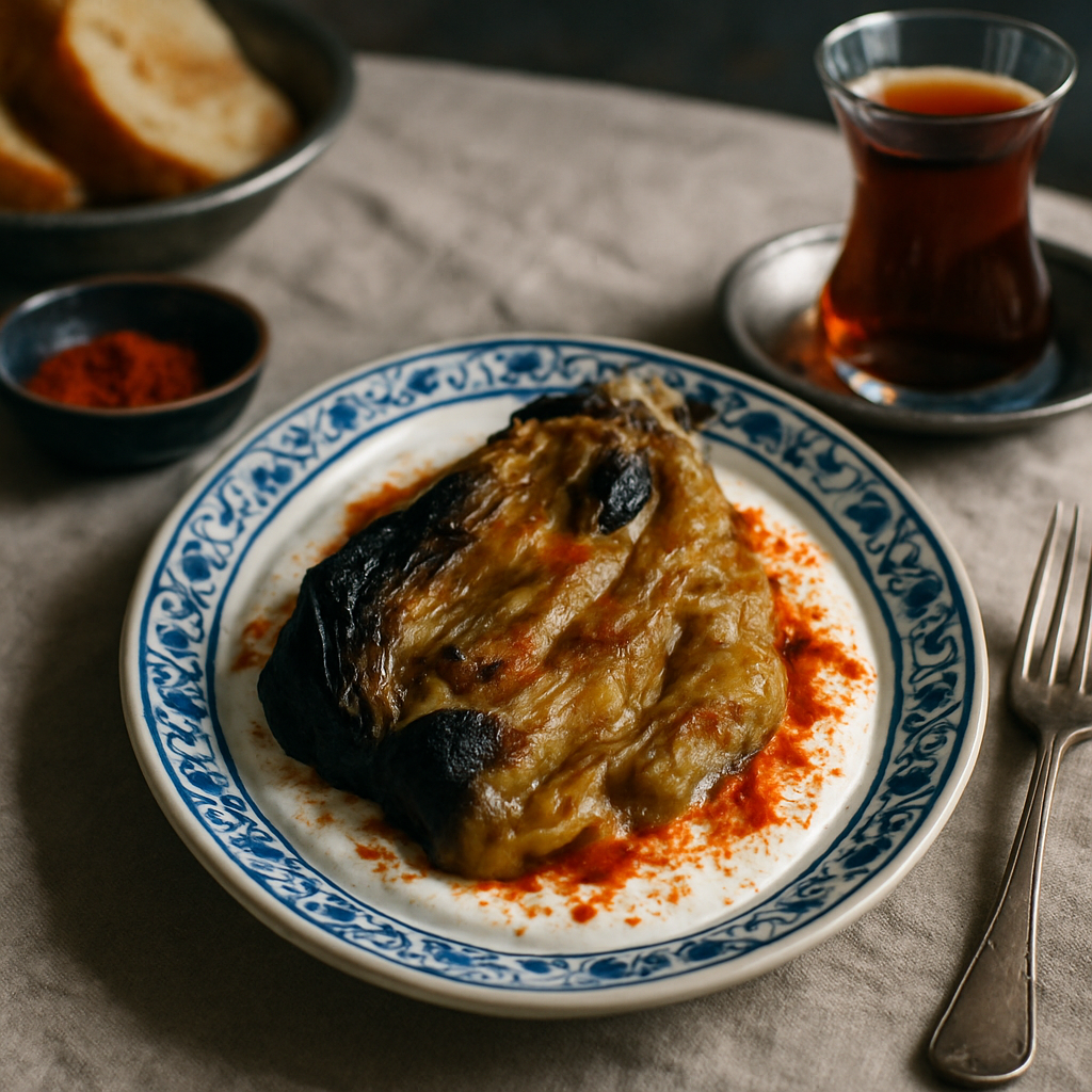 Közlenmiş Patlıcan — Charred Eggplant on Cold Garlic Yogurt