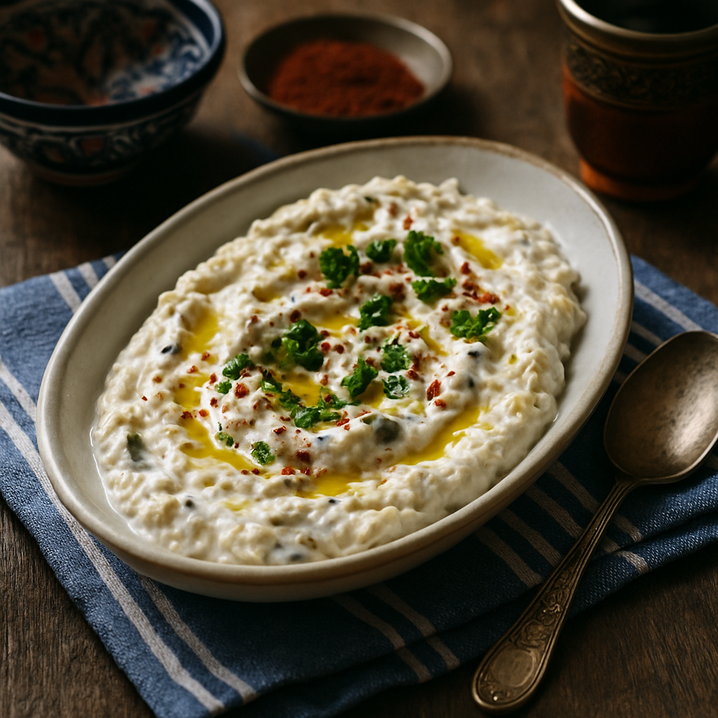 Patlıcan Salatası — Flame-Charred Eggplant Folded into Garlic Yogurt