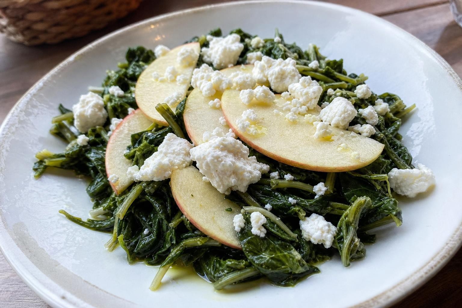 Horta Salata - Cretan Boiled Greens Salad with Apple and Feta