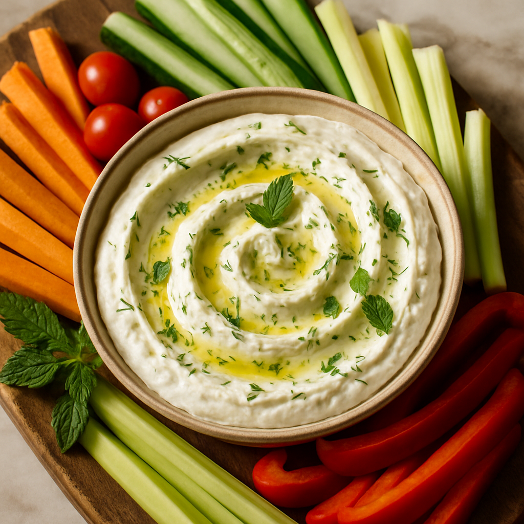 Cloud-Soft Whipped Feta Dip with Fresh Herbs and Crudités