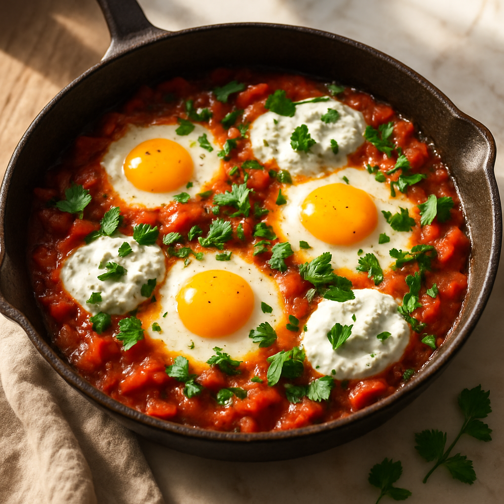 Sunlit Mediterranean Shakshuka with Herbed Yogurt