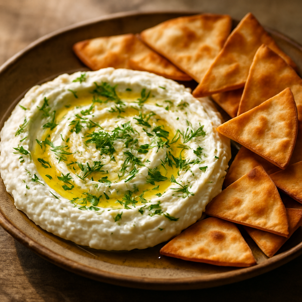 Whipped Feta & Fresh Herb Dip with Golden Pita Chips