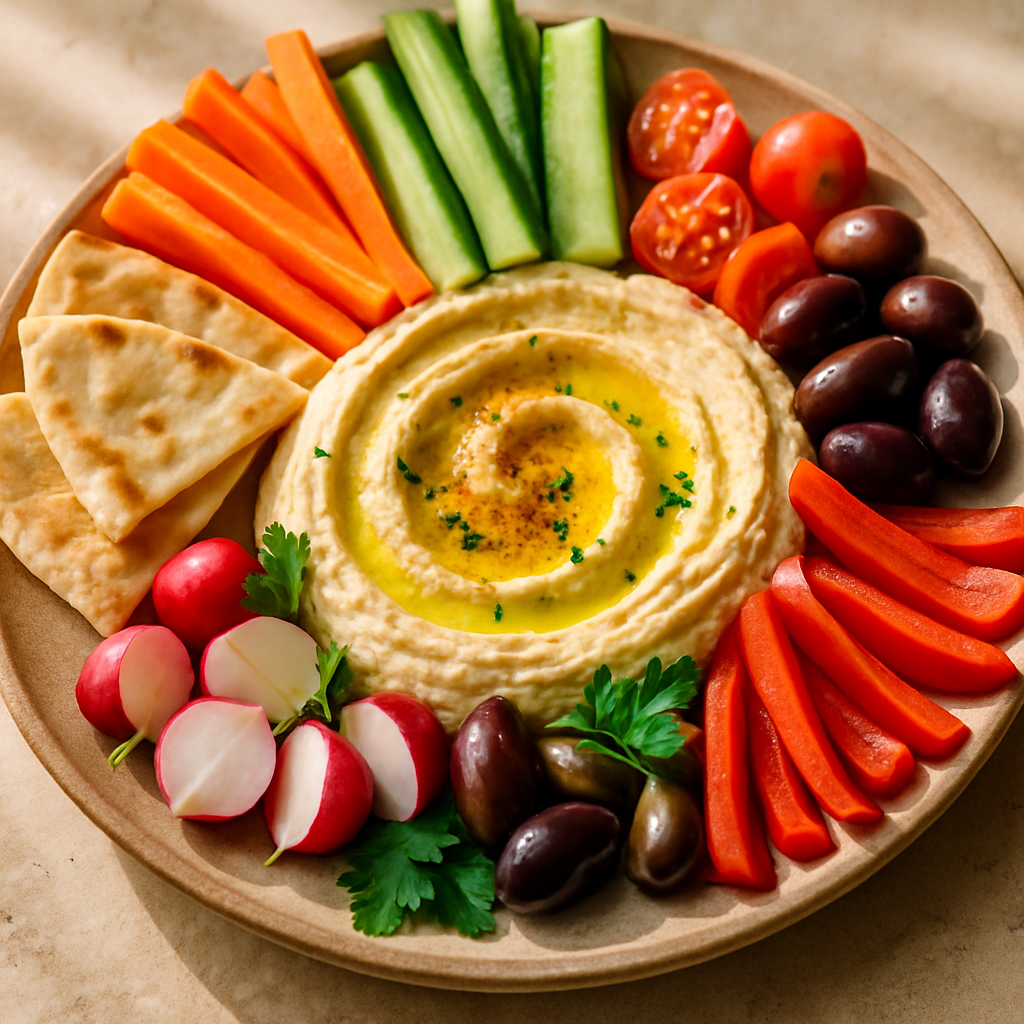 Mediterranean Hummus & Vegetable Mezze Platter