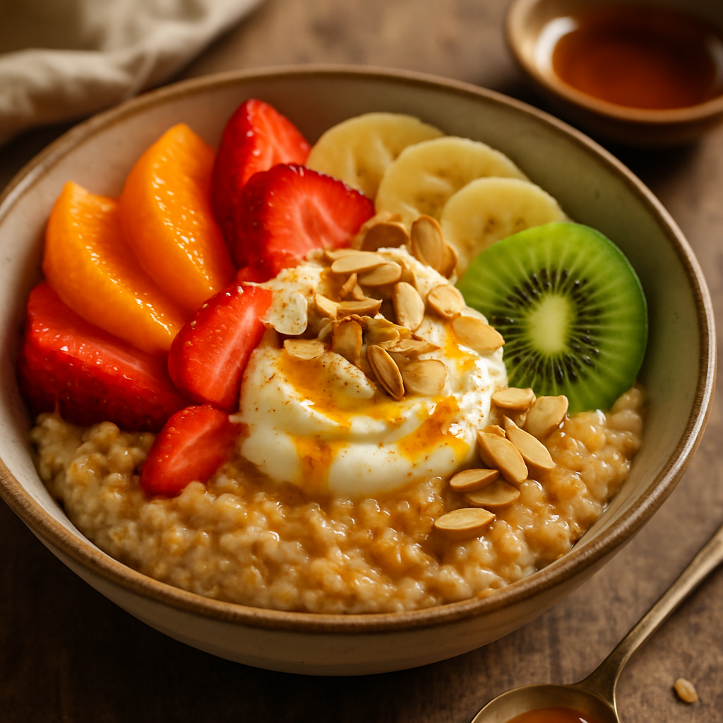 Tri-Continental Sunrise Bowl with Coconut Oats, Honey & Warm Spice