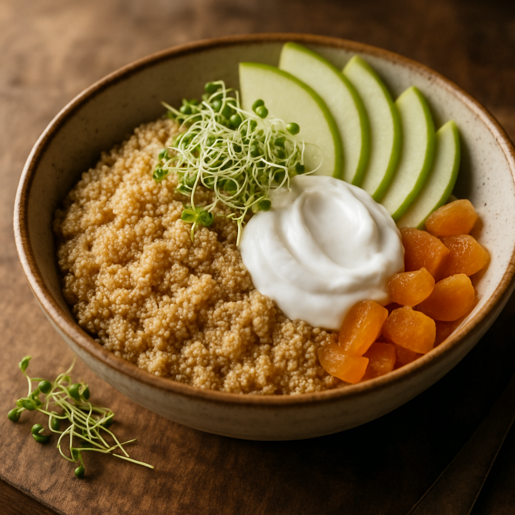 Mediterranean Amaranth Breakfast Bowl with Greek Yogurt & Fresh Apple