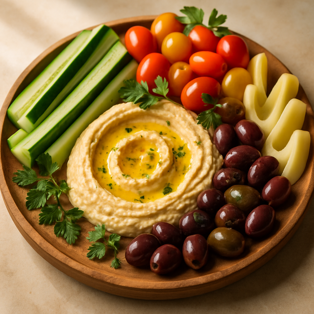 Sunlit Mediterranean Hummus & Veggie Board